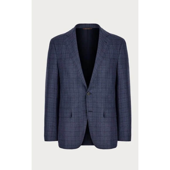 Ermenegildo Zegna Blazer - Cashmere Silk And Linen Blue‎ With White And Burgundy - Picture 1 of 15